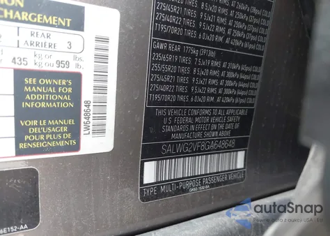 2016 Land Rover Range Rover Sport 3.0L V6 Supercharged Se z USA, uszkodzony, nr VIN SALWG2VF8GA648648